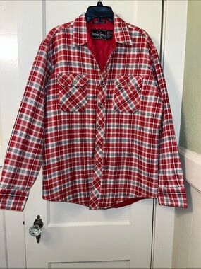 Northwest Territory Red and White Plaid Button-Down Shirt Jacket